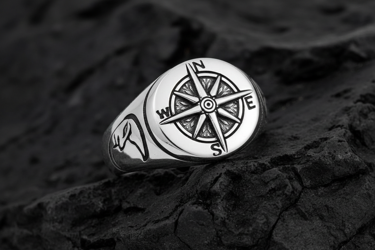 Masculine Compass Men's Ring