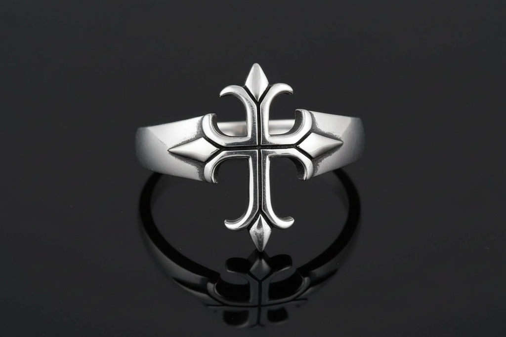 Medieval Cross Men's Ring – Oxidized Sterling Silver