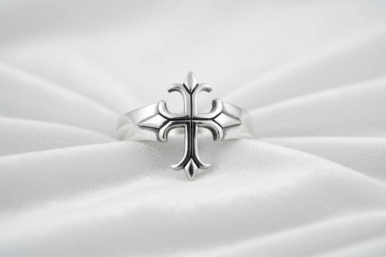 Sterling Silver Cross Ring, Cross Medieval Ring Men's Ring, Gift for Men, Biker's Ring