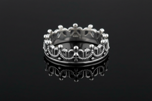 6mm Crown Ring with CZ – Sterling Silver