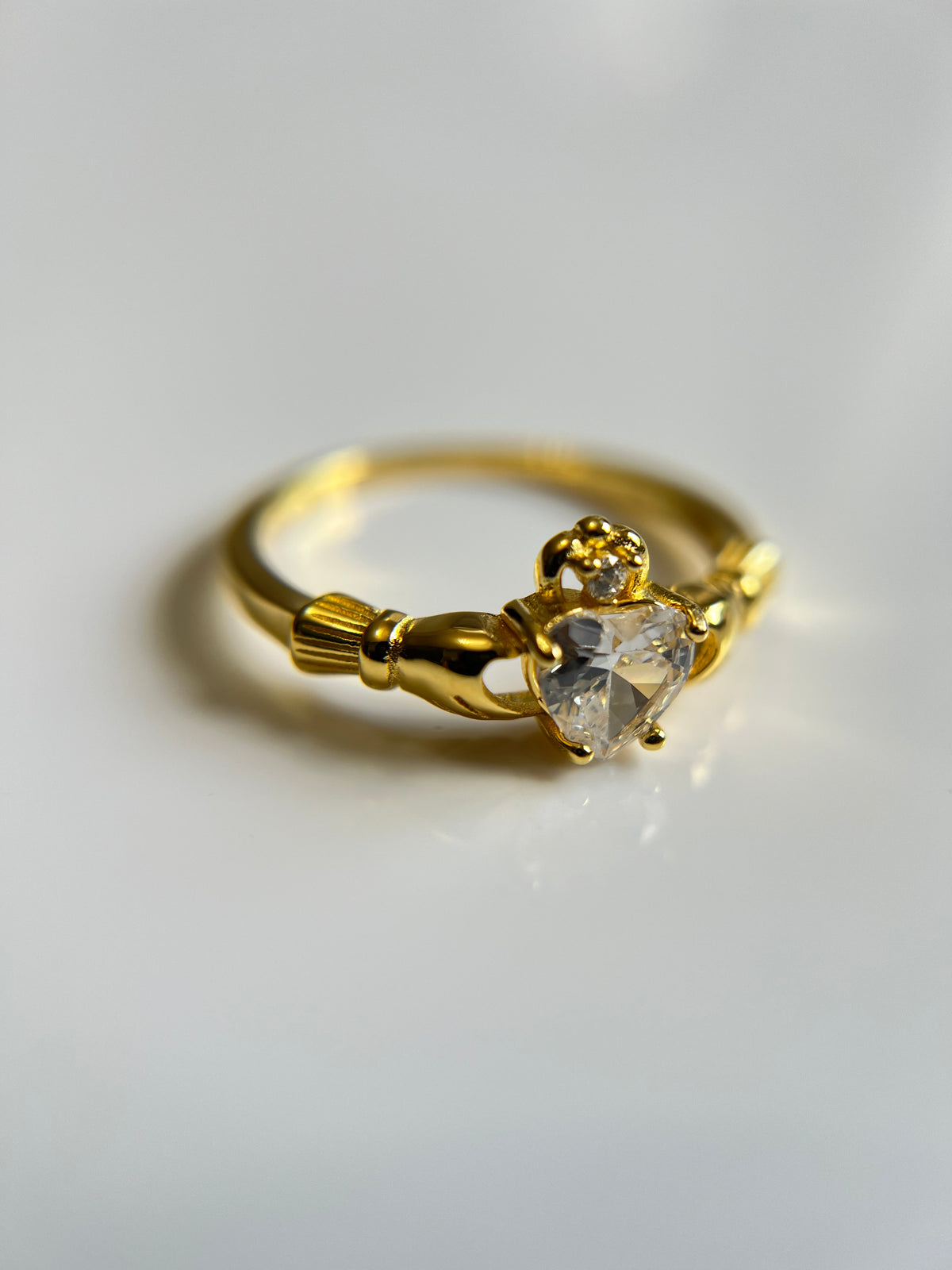 Gold Tone Irish Celtic Claddagh Ring