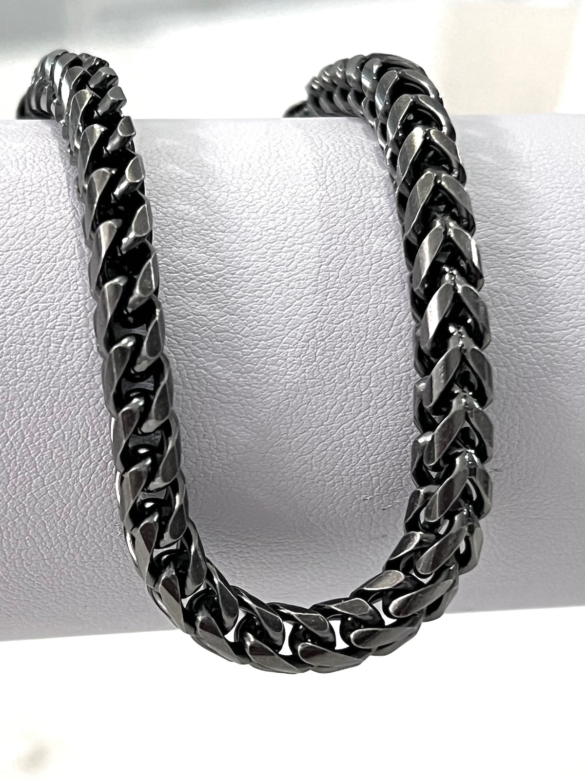 Black Stainless Steel Button Clip Bracelet