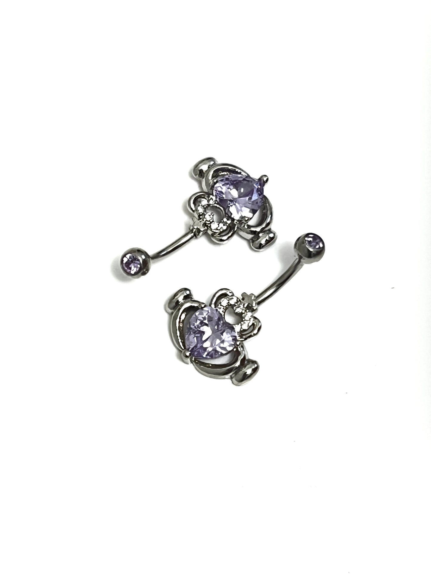 Claddagh CZ Irish Love Belly Button Ring Red Garnet, Lavender Amethyst, White Cubic Zirconia