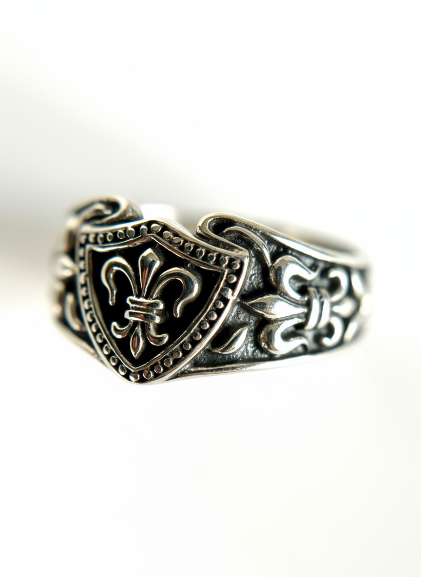 Fleur De Lis Shield Ring