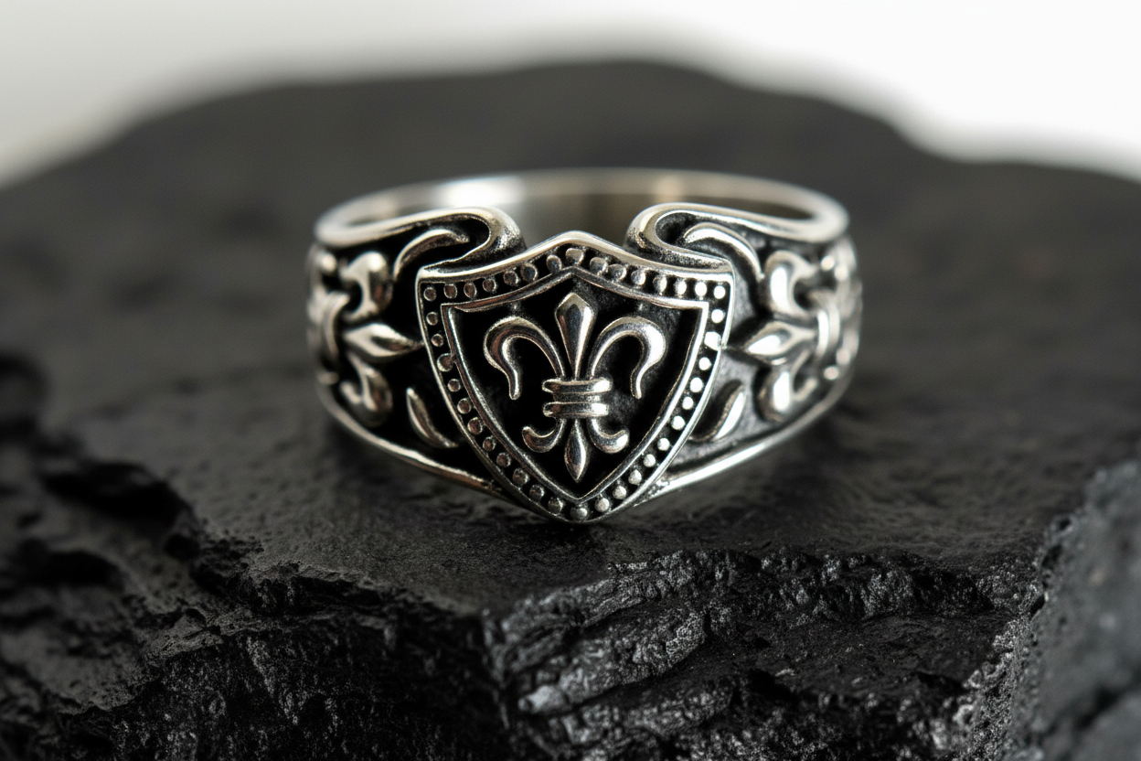 Fleur De Lis Shield Ring
