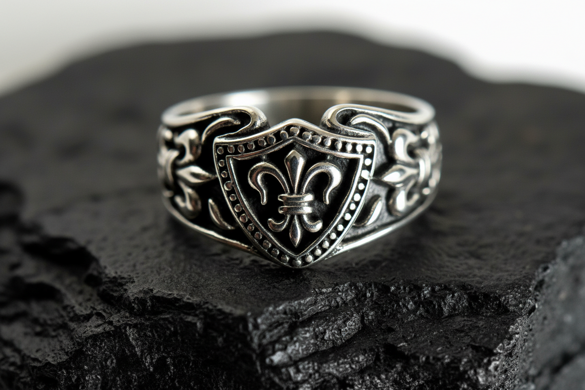 Fleur De Lis Shield Ring