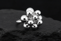 Sterling Silver Dangling Balls Beads Charm Ring