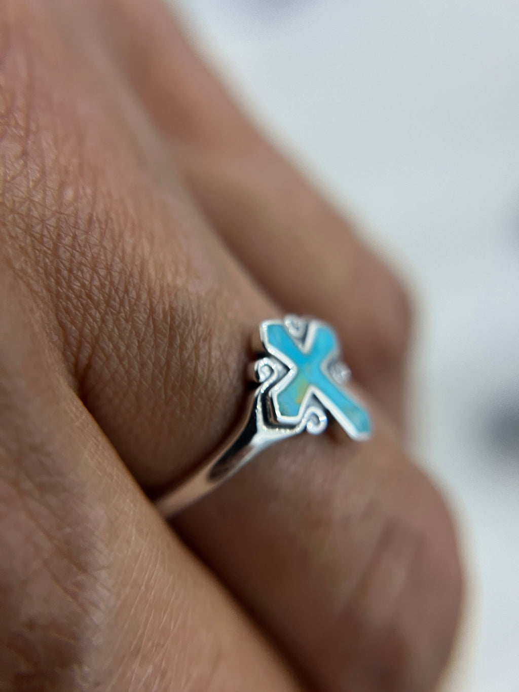 Turquoise Stone Cross Ring