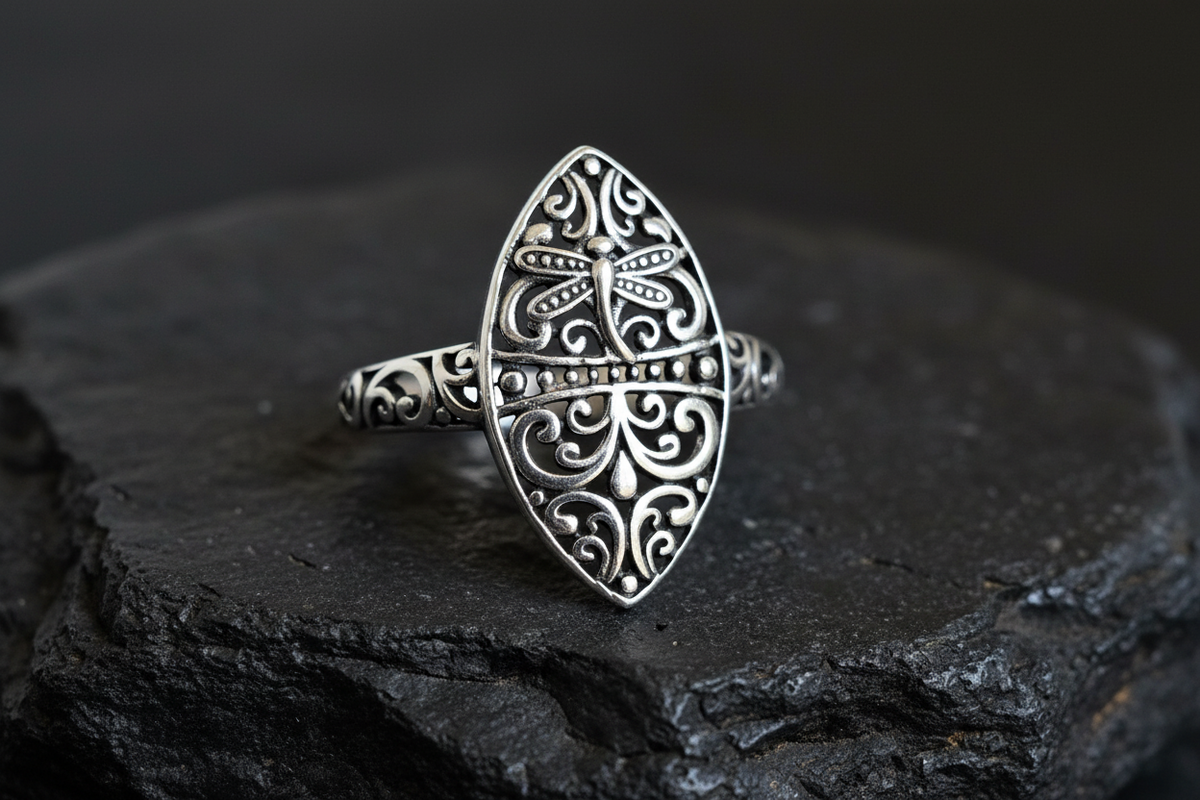 Dragonfly Ring – 925 Sterling Silver with Oxidized Finish