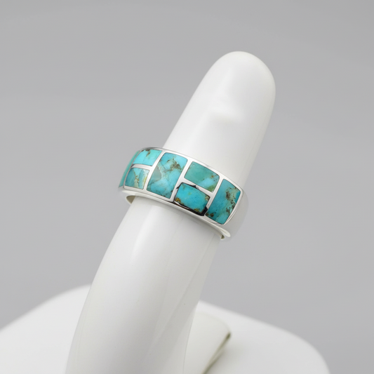 Men’s Turquoise Signet Ring – Sterling Silver 925, Genuine Turquoise Stone, 8.2mm Face