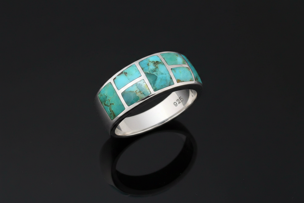 Turquoise Signet Ring – 925 Sterling Silver with 8.2mm Band Width