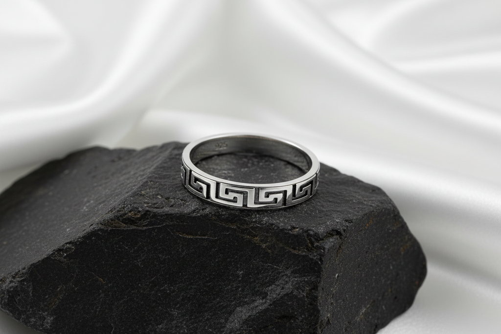 Greek Design Men's Statement Band – 925 Sterling Silver
