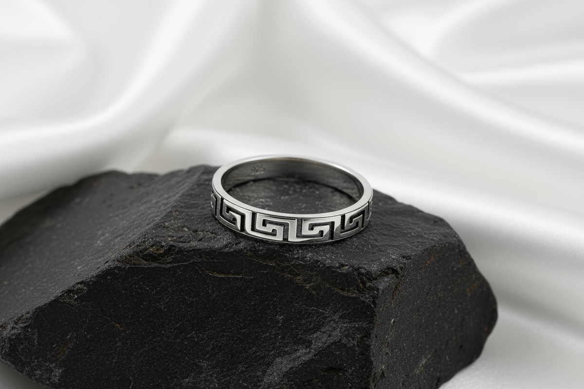 Greek Design Men's Statement Band – 925 Sterling Silver