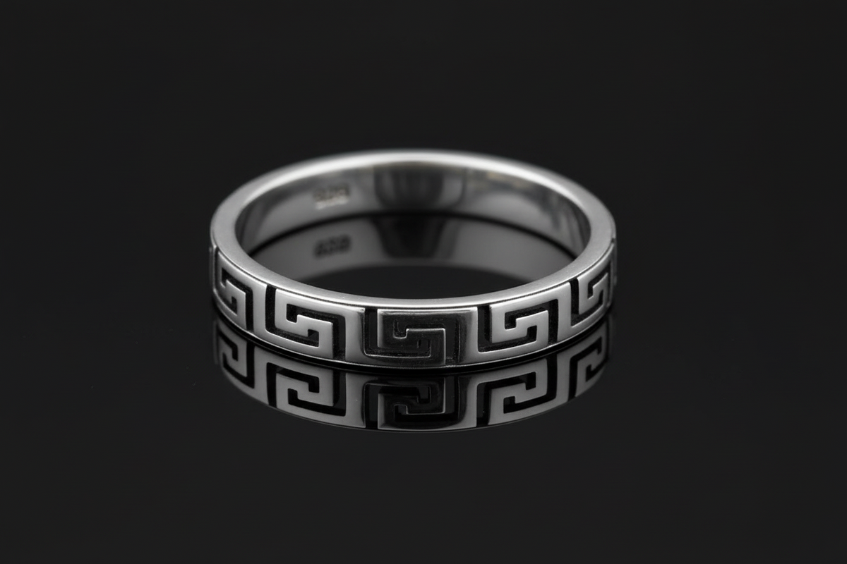 Greek Design Men's Statement Band – 925 Sterling Silver