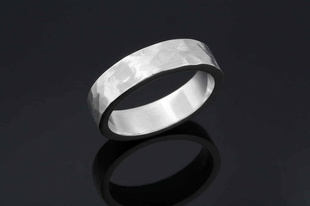 Hammer Band Sterling Silver Men's Ring