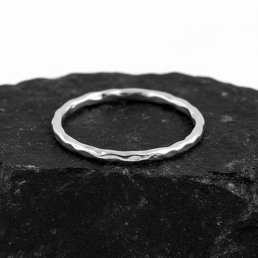 Sterling Silver Hammered Ring, 925 Stamped, Thumb Ring