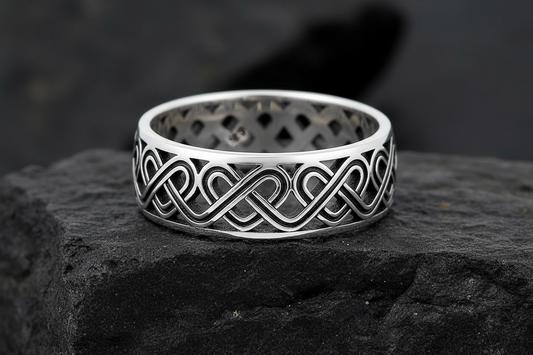 The Celtic Men's Ring is a stunning 7mm sterling silver band, specifically designed for men. This ring makes for an ideal gift.