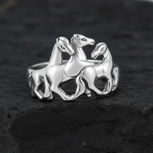 Sterling Silver Horse Ring: Equestrian Jewelry Gift