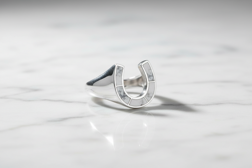 Horse Shoe White Lucky Ring