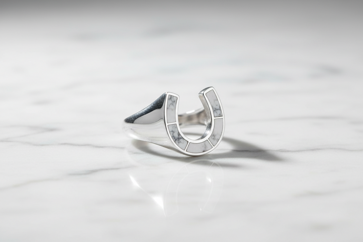 Horse Shoe White Lucky Ring