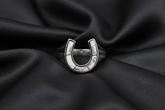 Horse Shoe Ring White Lucky Horseshoe Equestrian Ring