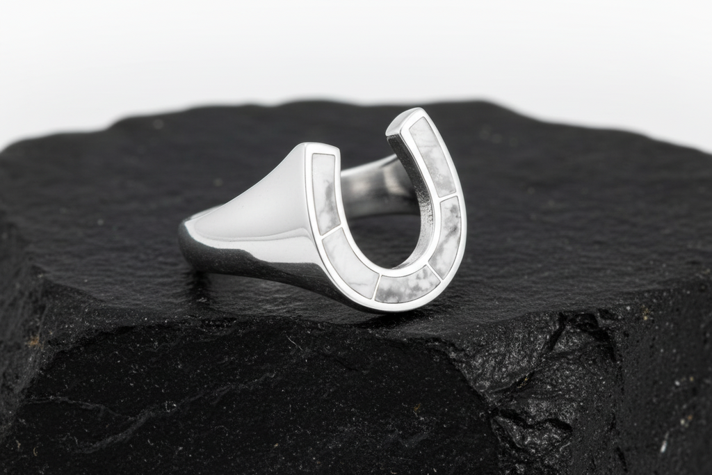 Horse Shoe White Lucky Ring