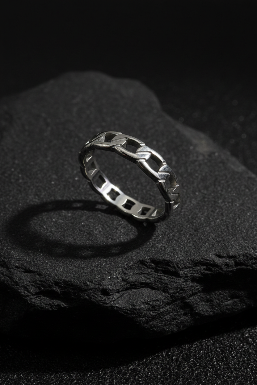 4mm Stainless Steel Eternity Chain Ring: Minimalist Stacking Band