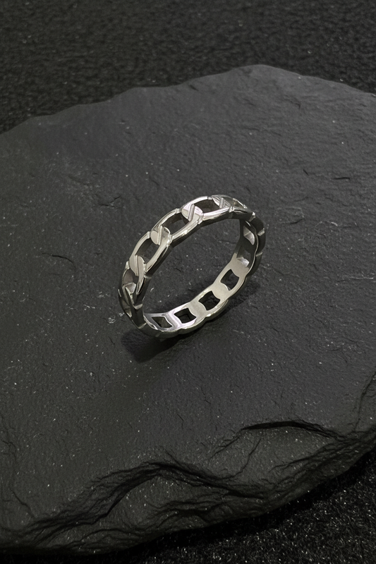 4mm Stainless Steel Eternity Chain Ring: Minimalist Stacking Band