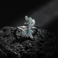 White Lab Opal Leaves Ring