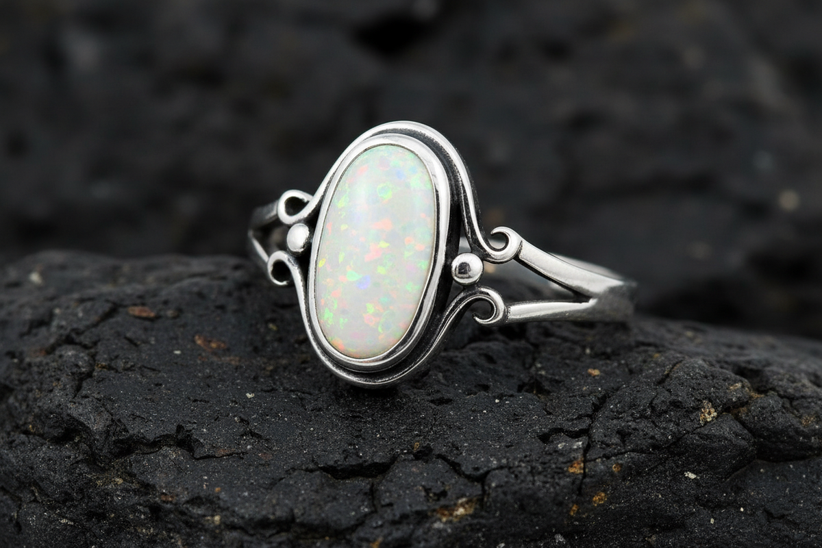 Opal Women's Ring – 925 Sterling Silver