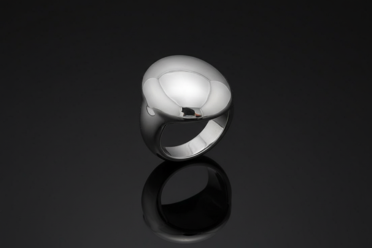 Large Bold Sterling Silver Dome Ring Chunky Electroform Dome Ring