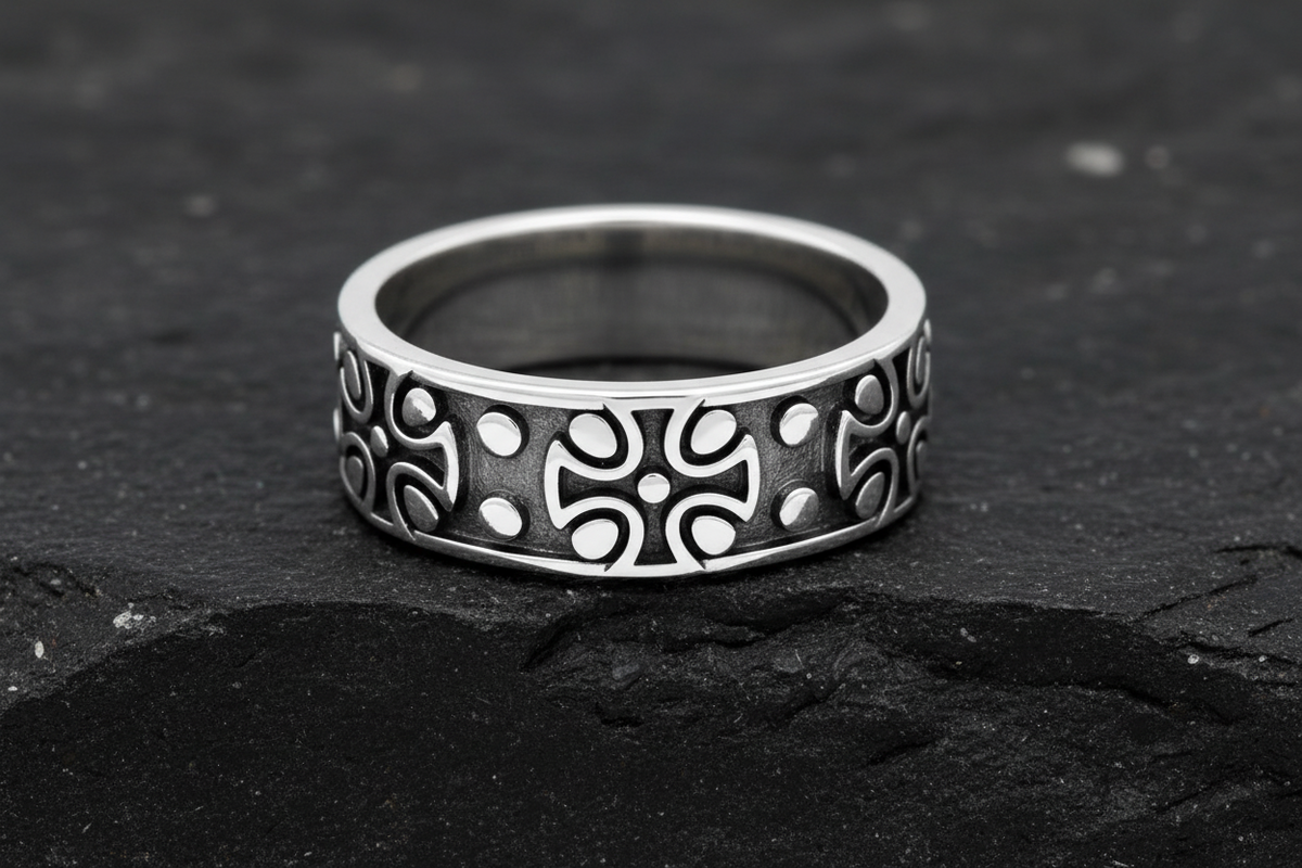 Maltese Cross Sterling Silver Men's Ring