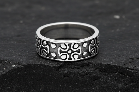 Maltese Cross Sterling Silver Men's Ring