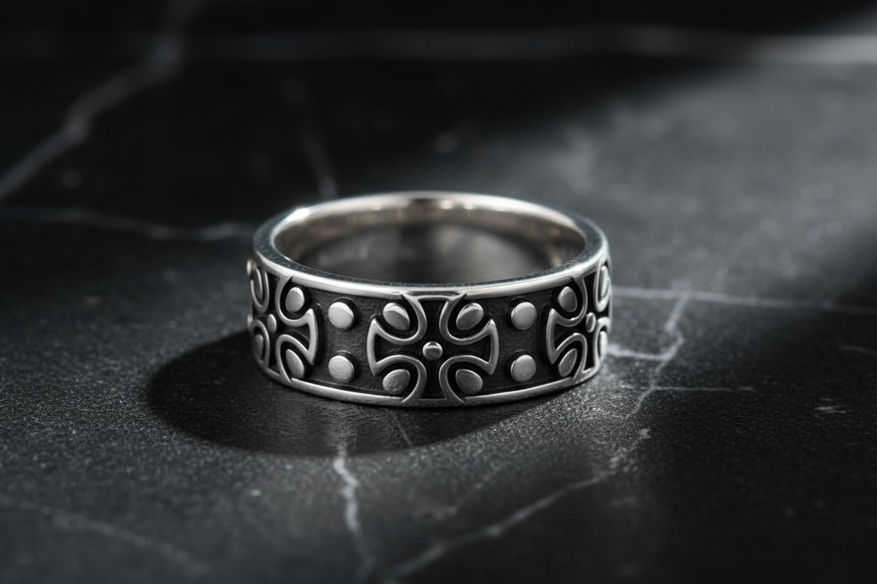 Maltese Cross Sterling Silver Men's Ring