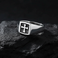 Medieval Cross Shield Ring in Sterling Silver