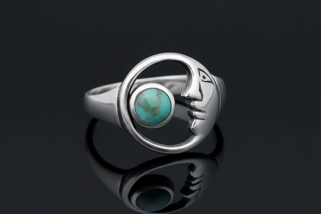 Genuine Turquoise Stone Sun & Moon