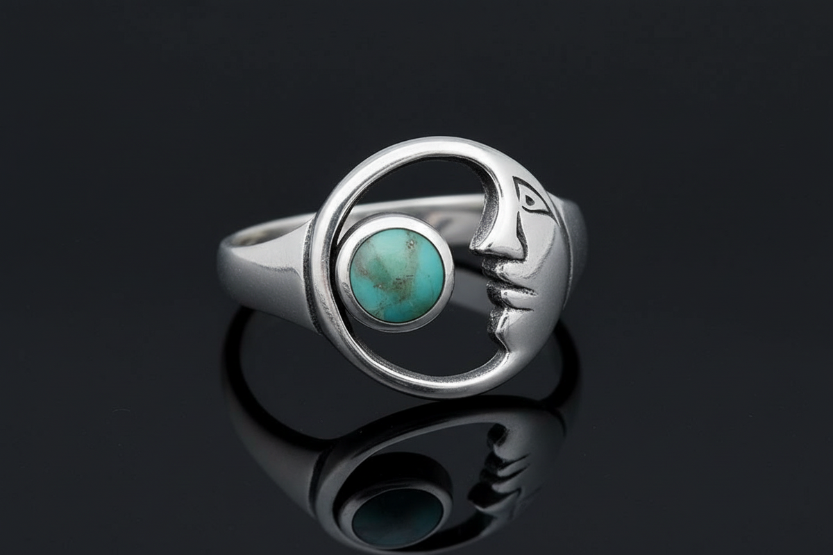 Genuine Turquoise Stone Sun & Moon