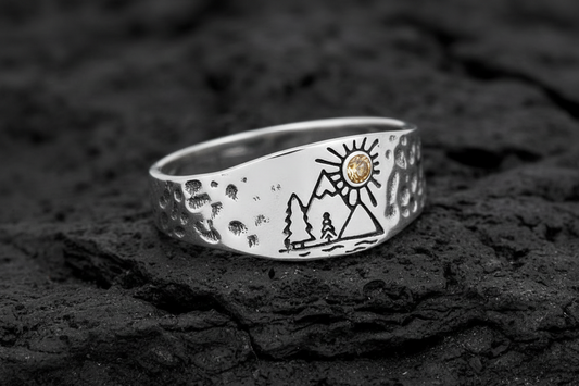 Sun, Mountain and Trees 8mm Band