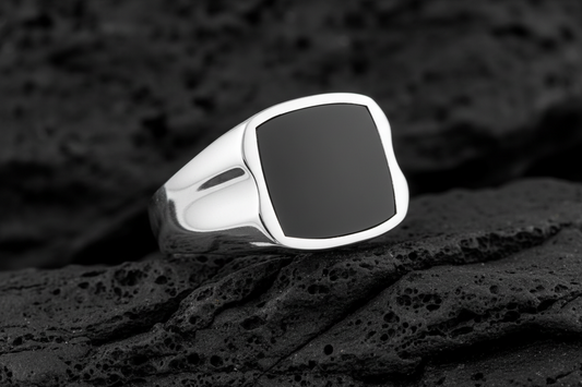 Natural Stone Men's Silver Ring