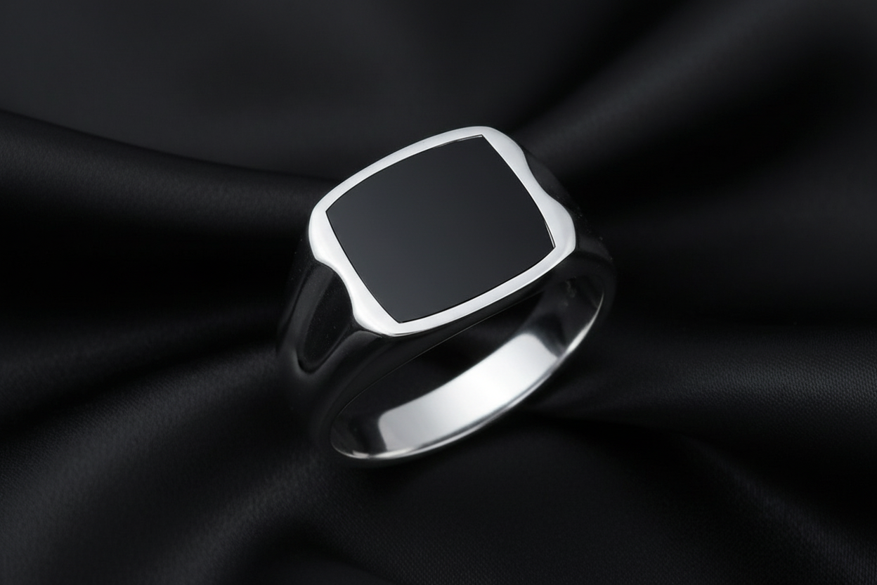 Natural Stone Men's Silver Ring