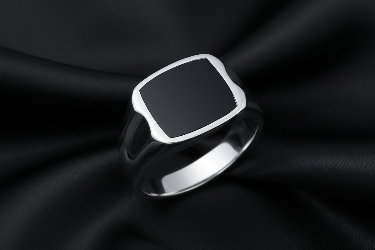 Natural Stone Men's Silver Ring