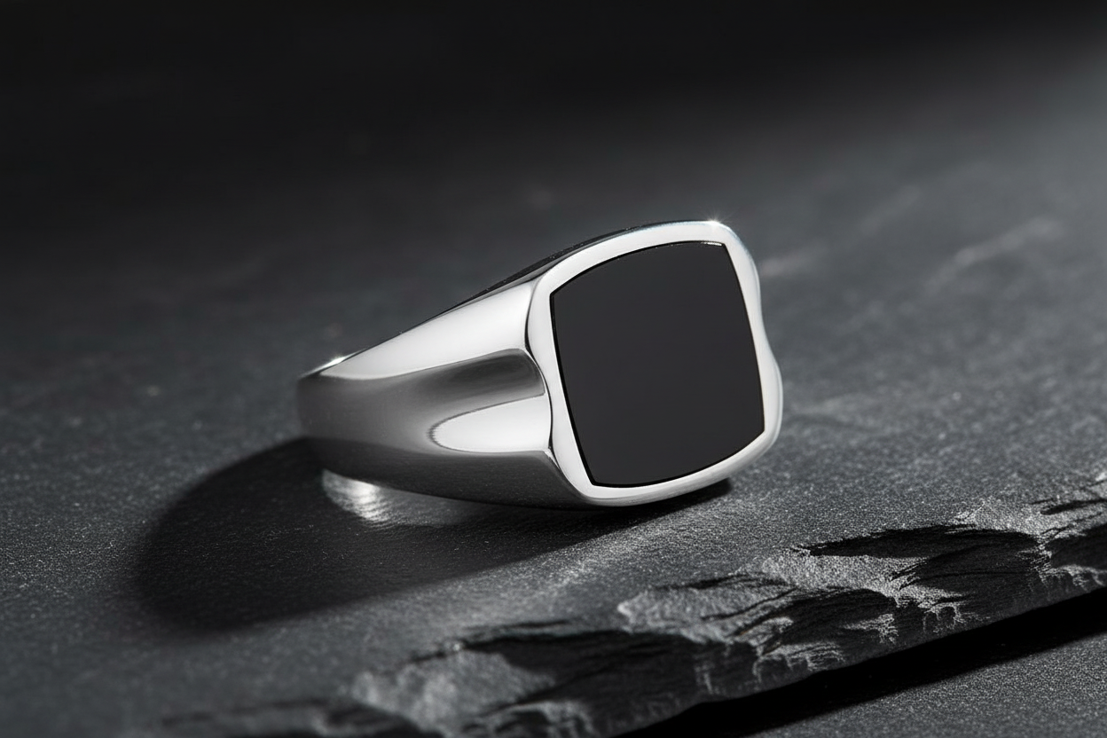 Natural Stone Men's Silver Ring