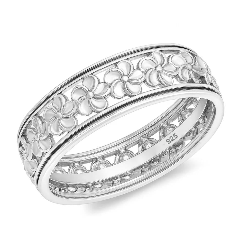 925 Plumeria Eternity Ring – Hawaiian Leis Flower Band