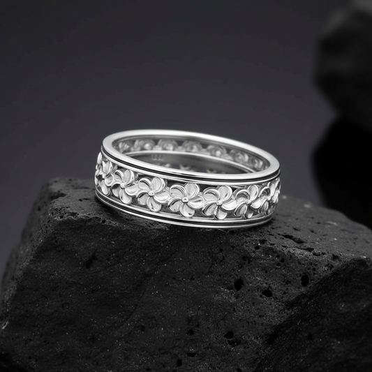 925 Plumeria Eternity Ring – Hawaiian Leis Flower Band