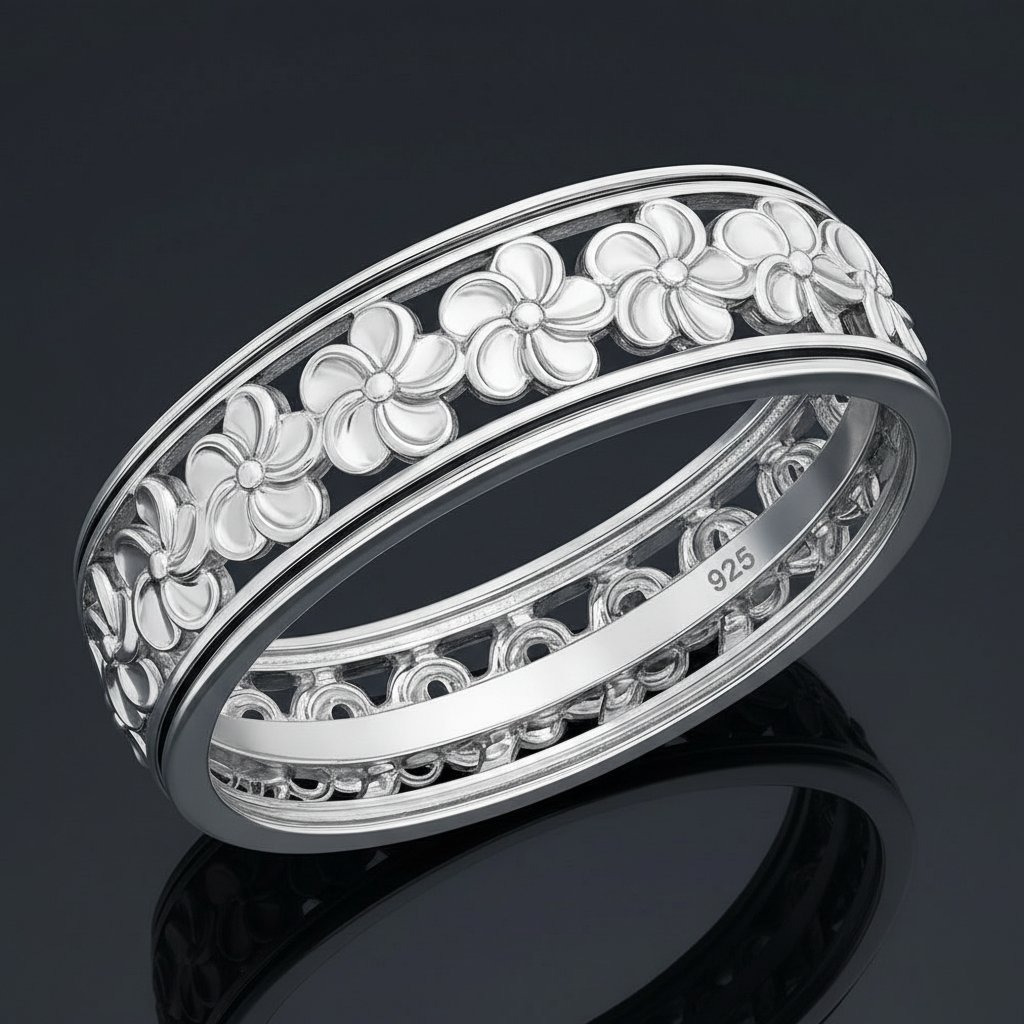925 Plumeria Eternity Ring – Hawaiian Leis Flower Band