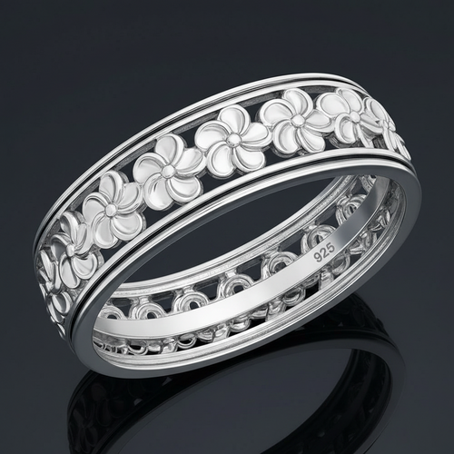 925 Plumeria Eternity Ring – Hawaiian Leis Flower Band