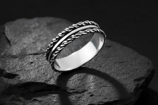 Sterling Silver Rope Ring, Durable Men's Band, Silver Band, Wedding Statement Ring, Gift for him/her, Unisex