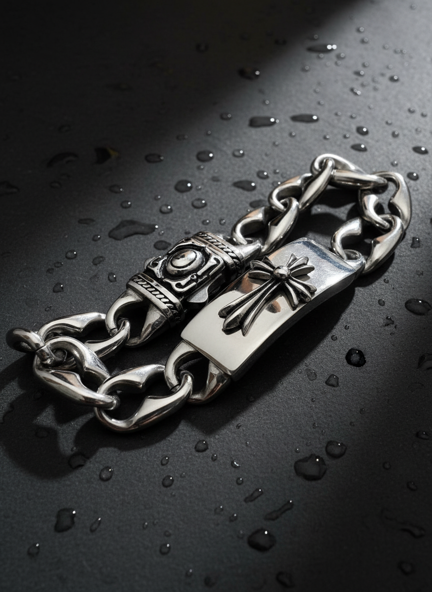 Celtic Syriac Cross Bracelet: Stainless Steel, Cultural Jewelry, Sleek, Sturdy, and Uniquely Masculine