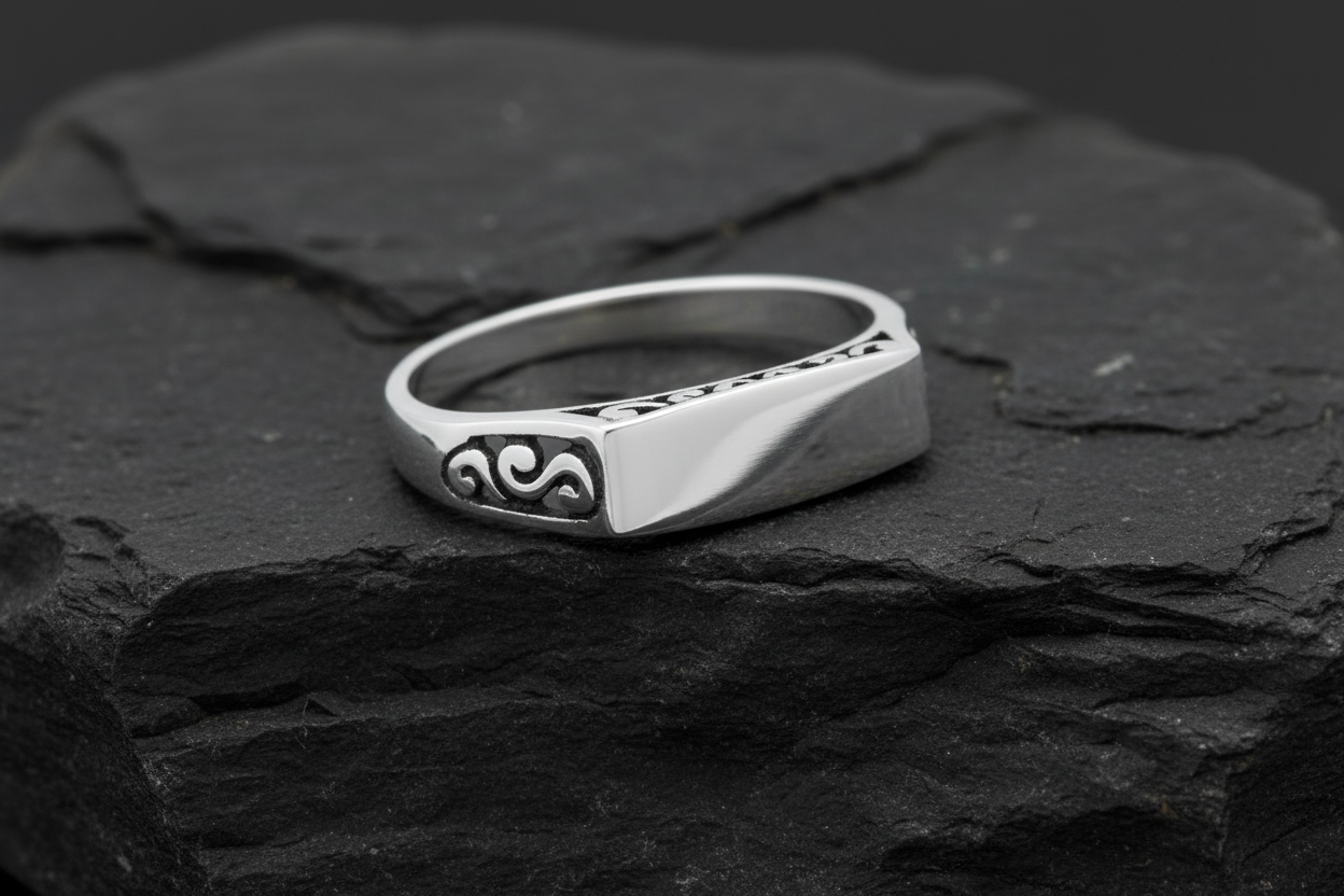 Oxidized Sterling Silver Design Ring