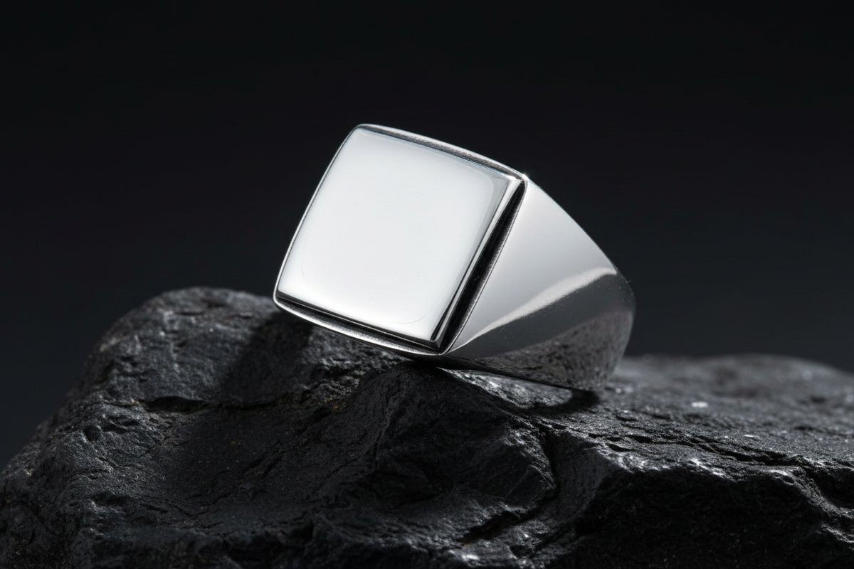 Men's Signet Ring – Sterling Silver with 14mm Band Width